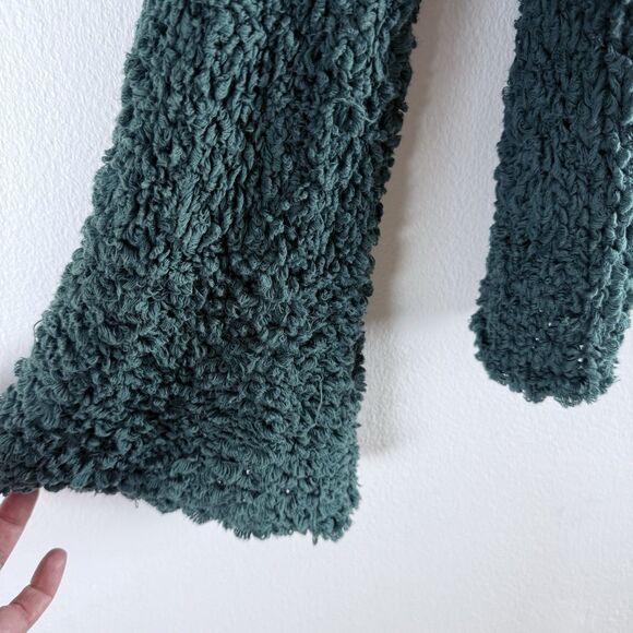 Free People Dune Bell Sleeved Green Oversized Cropped Knit V Neck Sweater S - Picture 6 of 15